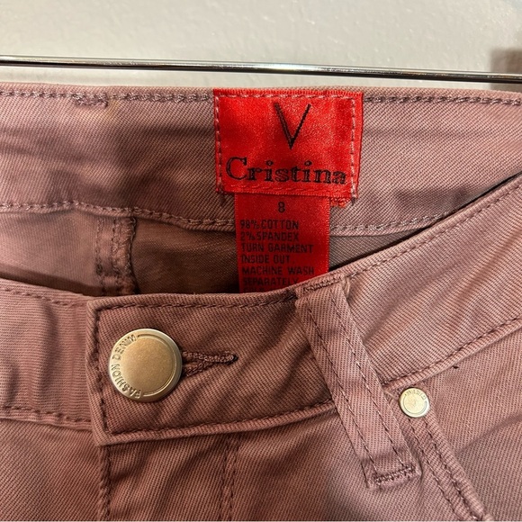 Cristina Mauve Pink Lace-Up Ankle Skinny Jeans Size 8 Trendy Statement Pants - Picture 5 of 6